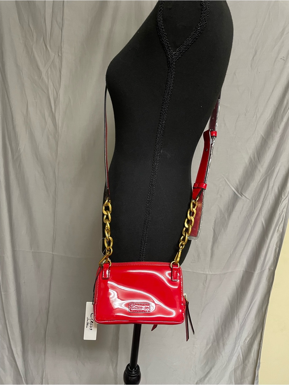 NWT Circus by Sam Edelman Red Patent Crossbody with Gold Chain